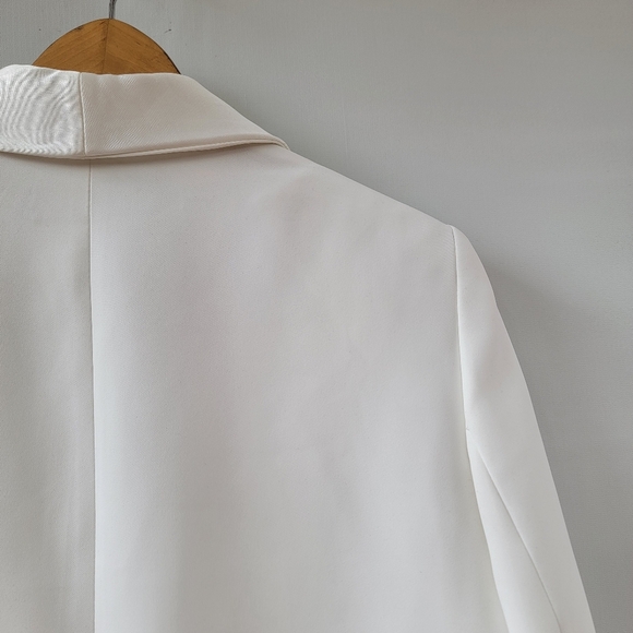 Zara White Tuxedo Jacket Women's Small Blazer Minimalist Classic Dressy FLAWED - Picture 12 of 16